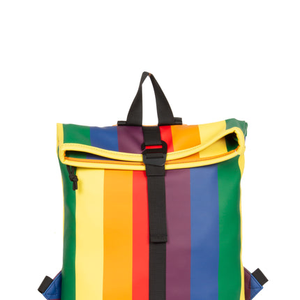 Rainbow PU Rolltop Tablet Backpack Mini