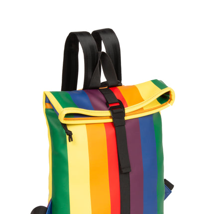 Rainbow PU Rolltop Tablet Backpack Mini