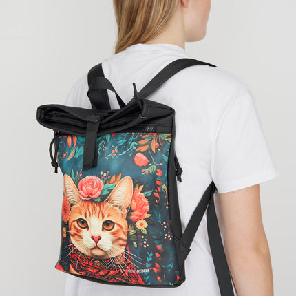 Catface PU Rolltop Tablet Backpack Mini