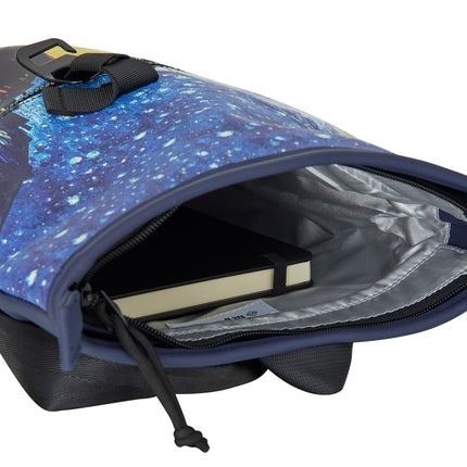 Cafe at Night PU Rolltop Tablet Backpack