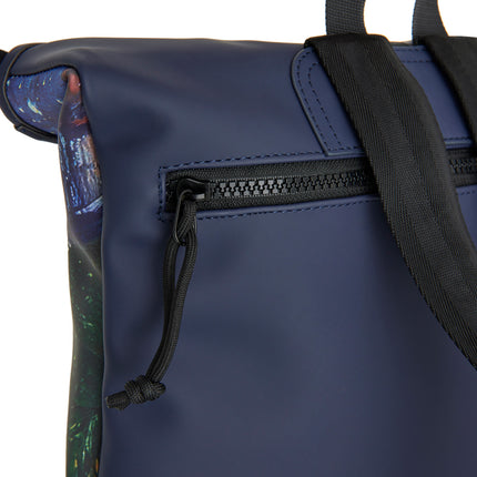 Cafe at Night PU Rolltop Tablet Backpack
