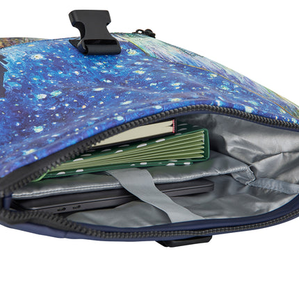 Cafe at Night PU Rolltop Laptop (15.6") Backpack
