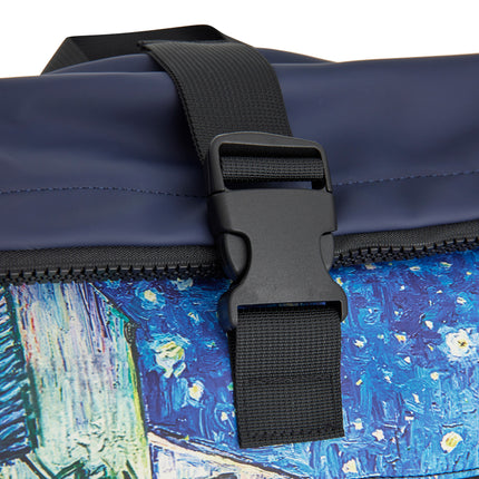 Cafe at Night PU Rolltop Laptop (15.6") Backpack
