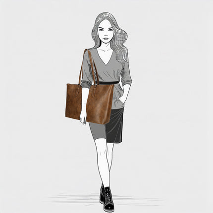 Julia 2 Handle Faux Leather Shopper with 15" Laptop compartment