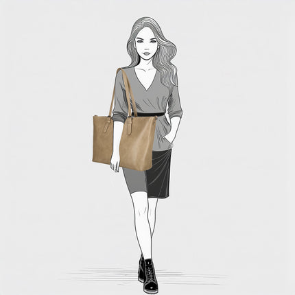 Julia 2 Handle Faux Leather Shopper with 15" Laptop compartment