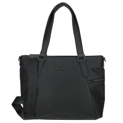 Roxy Two Handle Faux Leather Shoulder Bag with Nylon Strap