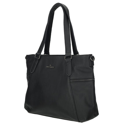 Roxy Two Handle Faux Leather Shoulder Bag with Nylon Strap