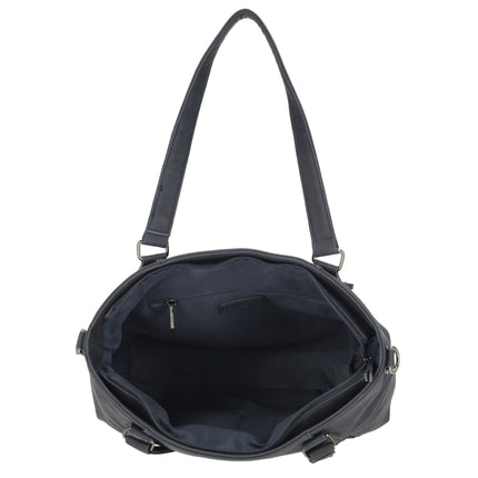 Roxy Two Handle Faux Leather Shoulder Bag with Nylon Strap