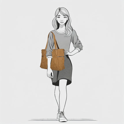 Roxy Two Handle Faux Leather Shoulder Bag with Nylon Strap