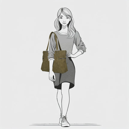 Roxy Two Handle Faux Leather Shoulder Bag with Nylon Strap