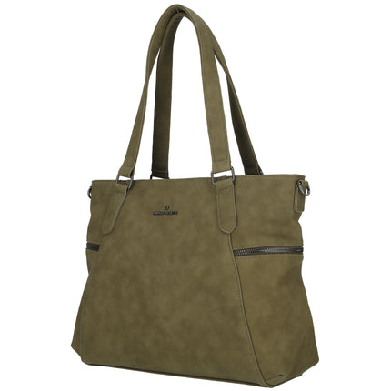 Roxy Two Handle Faux Leather Shoulder Bag with Nylon Strap